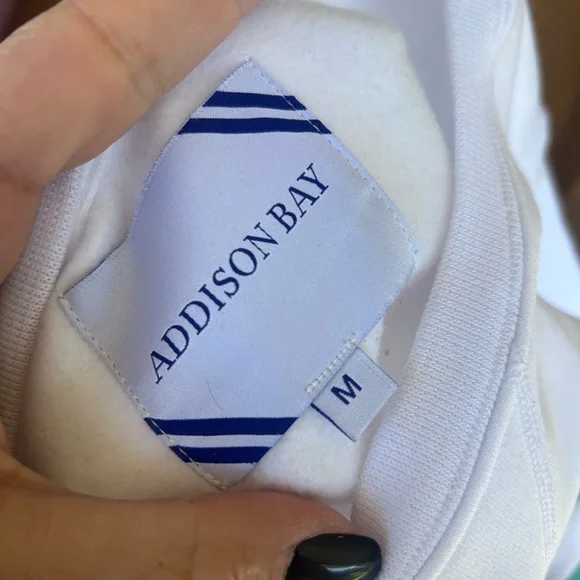 Addison Bay Crewneck sweatshirt White and Green Sz Med - Picture 3 of 3